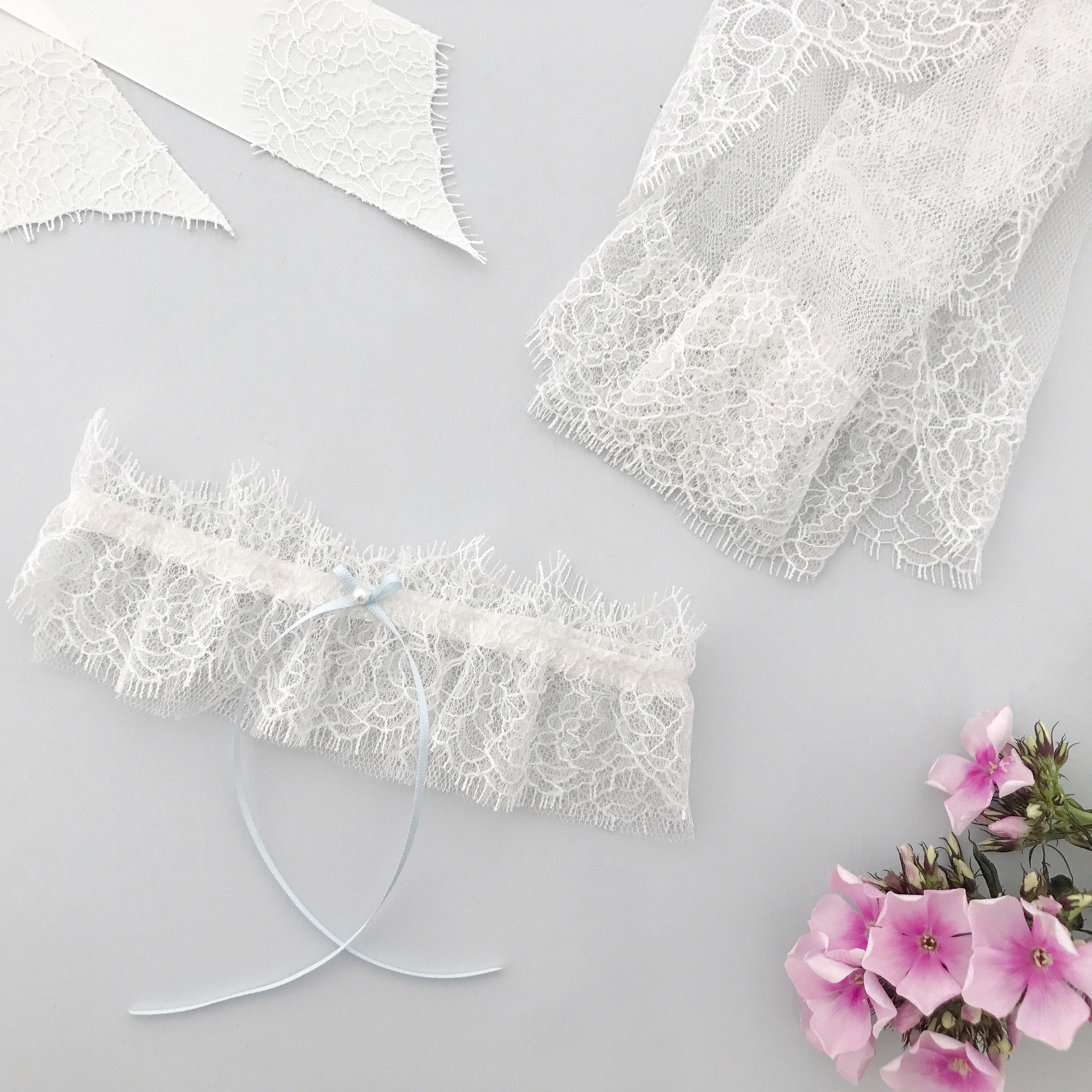 Wedding Bridal Lingerie  French Garter Embroidered White Lace