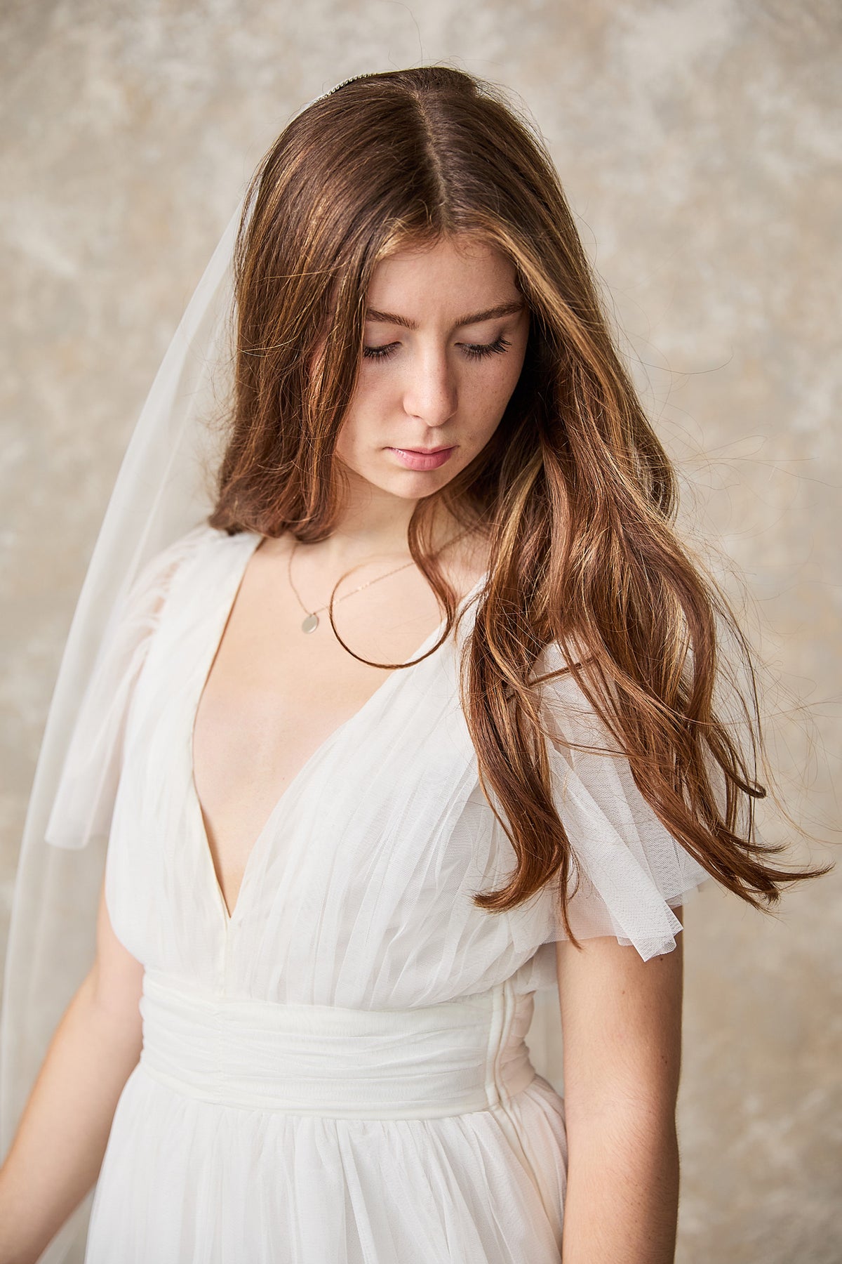 Narrow barely there wedding veil