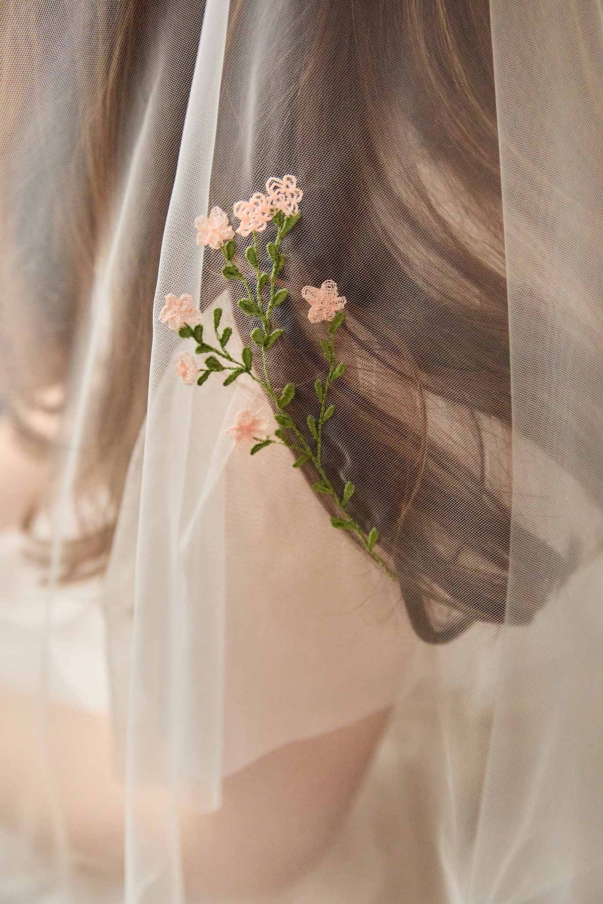 Personalised Veil Embroidery Add On | Babys Breath flowers in Blush pink (Gypsophila)