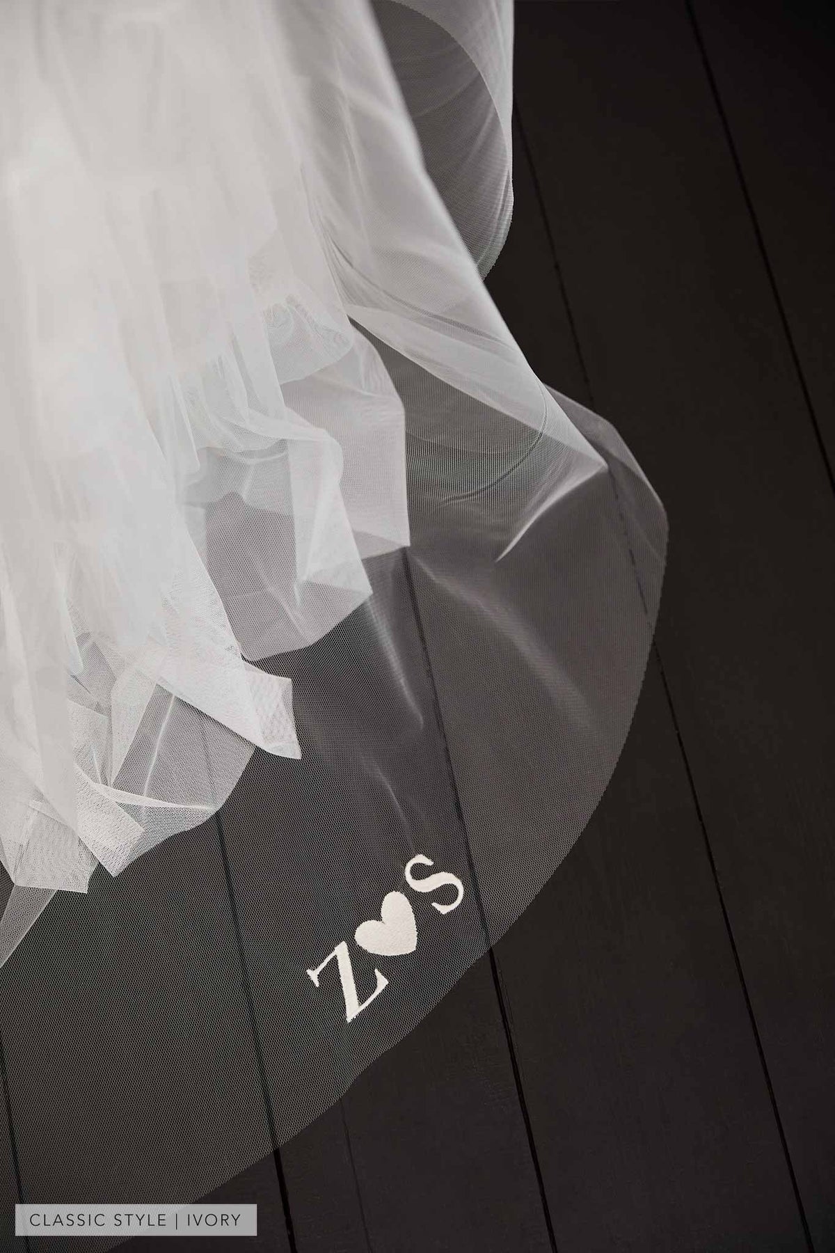 Personalised Veil Embroidery Add On | Discreet initials &amp; heart