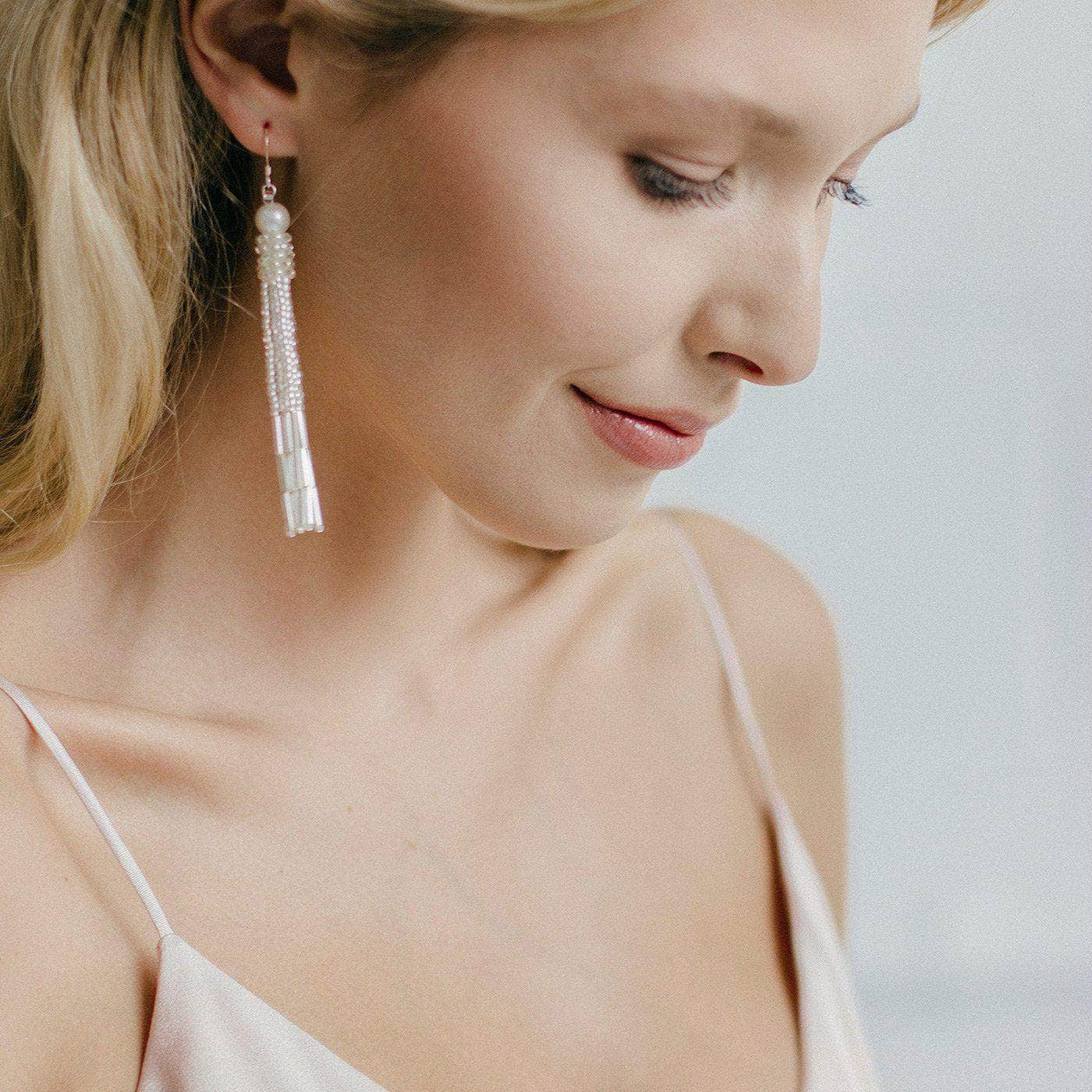 Bridal hot sale tassel earrings